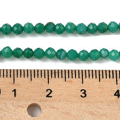 天然石グリーンオニキス瑪瑙ビーズ連売り  ラウンド  多面カット  染め＆加熱  3mm  穴：0.6mm  約124~125個/連  14.96