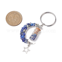 5Pcs 5 Styles Natural Lapis Lazuli & Red Jasper & Amazonite & Tiger Eye & White Moonstone Keychain&nbsp;KEYC-JKC00947