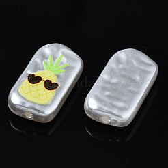 3dプリントABSプラスチックイミテーションパールビーズ  パイナップルの長方形  シャンパンイエロー  17x9x4mm  穴：1mm&nbsp;KY-S163-431