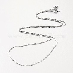 変色防止ロジウムメッキ 925スターリングシルバーベネチアンチェーンネックレス  スプリングリングの留め金と  細いチェーン  プラチナ  18インチ（45.7cm）x0.6mm&nbsp;NJEW-N0048-02-18