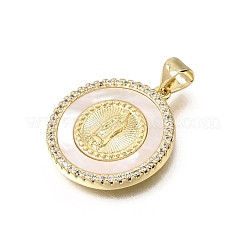 Brass Micro Pave Clear Cubic Zirconia Pendants&nbsp;CU-CBAF50C-16G