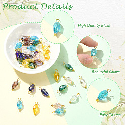 35Pcs 7 Colors Glass & Brass Pendants&nbsp;PALLOY-YW00223