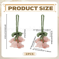 2Pcs Lily of the Valley Kintting Cotton Wool Pendant Decorations&nbsp;HJEW-LP0002-93E