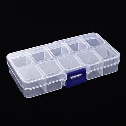 プラスチックビーズ保管容器  10コンパートメントオーガナイザーボックス  長方形  透明  13x6.5x2.3cm  コンパートメント：2.9x2.3x2.1センチメートル&nbsp;CON-R014-01