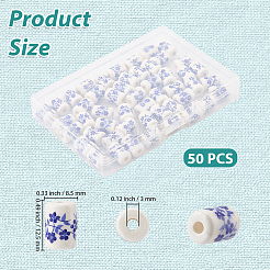 手作り磁器ビーズ50個  ファミーユスタイルバラ  花柄を持つ列  藤紫色  12.5x8.5mm  穴：3mm&nbsp;PORC-PA0001-56A