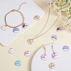 24 個 8 スタイル合金エナメルペンダントかわいいプリント猫ヘッドペンダント diy ネックレスブレスレットペンダントイヤリングアクセサリー  ミックスカラー  19.8x18mm  穴：2.3mm&nbsp;JX584A
