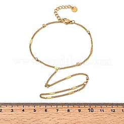 304 Stainless Steel Rhinestone Link Ring Bracelets for Women&nbsp;BJEW-Z140-05G