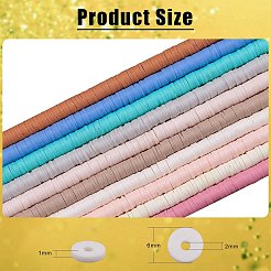 10 Strands 10 Colors Flat Round Handmade Polymer Clay Beads&nbsp;CLAY-SZ0002-04A