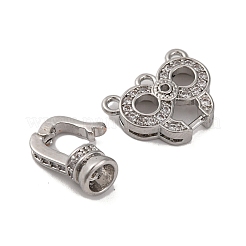 Brass Micro Pave Clear Cubic Zirconia Fold Over Clasps&nbsp;KK-A230-15P