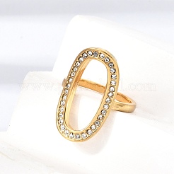 304 Stainless Steel Rhinestone Cuff Open Rings for Women&nbsp;RB-CBA2039-01G-03