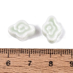 手作りの陶器ビーズ  光沢釉の磁器  雲  薄緑  9~10x13~14x5~6mm  穴：1.6~1.8mm&nbsp;PORC-Q008-09K