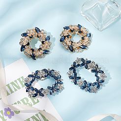 4Pcs 2 Styles Flower Brass Rhinestone Shoe Decorations&nbsp;AJEW-GA0006-94B