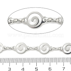 304ステンレス鋼スパイラルリンクチェーン  溶接されていない  カード用紙付き  ステンレス鋼色  13x9x0.5mm&nbsp;CHS-G046-01P-1