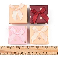 厚紙リングボックス12個  ちょう結び、中スポンジで  正方形  ミックスカラー  5.2x5.2x3.5cm&nbsp;CBOX-FP0001-03