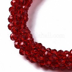 Faceted Transparent Glass Beads Stretch Bracelets&nbsp;BJEW-S144-002F-02
