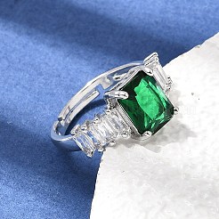 Brass Pave Cubic Zirconia Cuff Open Rings&nbsp;CU-CBA5C10-11P