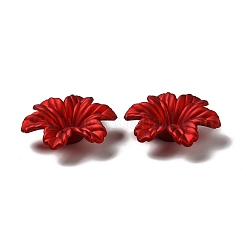ゴム引きスタイルの不透明なアクリルビーズキャップ  艶消し  6  - 花びらの花  ファイヤーブリック  32x29x9mm  穴：1.8mm&nbsp;OACR-H016-07