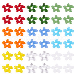 36個9色手作りランプワークビーズ  花  ミックスカラー  18~18.5x17~17.5x4~5mm  穴：3~4mm  4個/カラー&nbsp;LAMP-TA0001-64
