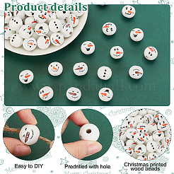 Christmas Printed Wood Beads&nbsp;WOOD-PH0003-24
