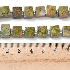 天然石ユナカイトビーズ連売り  キューブ  シードビーズで  8~8.5x8~8.5x8~8.5mm  穴：1.2mm  約38~39個/連  14.96''（38cm）〜15.35''（39cm）&nbsp;G-D338-A14