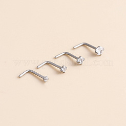 316 サージカルステンレス クリスタル ライントーン フラット ラウンド L 字型 ノーズリング  ステンレス鋼色  2mm&nbsp;WGCD50A-02