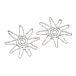 304ステンレスペンダント  中空の太陽のチャーム  ステンレス鋼色  31x32x1.5mm  穴：9x2.5mm&nbsp;SA-CBAE7EB-20P