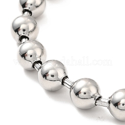 変色しにくい304ステンレススチールボールチェーンネックレス＆ブレスレットセット  女性のためのボールチェーンコネクタークラスプがセットされたジュエリー  ステンレス鋼色  8-7/8インチ（22.4~57cm）  ビーズ：8mm&nbsp;STAS-D181-02P-01C