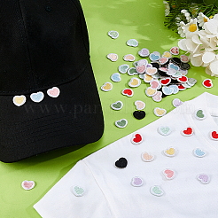 54個6袋のコンピューター刺繍ポリエステルアイロン縫い付けパッチ  アップリケ  ヤシ  ハート  ミックスカラー  12x14.5x1.5mm  9個/袋&nbsp;PATC-FH0001-40