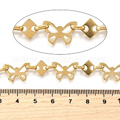 イオンプレーティング（IP）304ステンレススチールバタフライリンクチェーン  溶接されていない  18KGP本金メッキ  9.5x9.5x1.5mm&nbsp;CHS-S012-10G