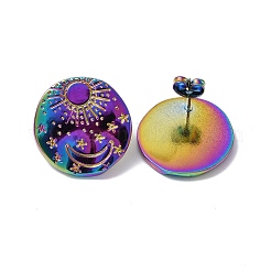 Ion Plating(IP) 304 Stainless Steel Sun with Moon Stud Earrings for Women&nbsp;EJEW-F300-06MC