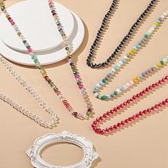 女性用 5 スタイル キラキラ ガラス ビーズ ネックレス セット 5 個  ミックスカラー  35.43インチ（90cm）  1個/スタイル&nbsp;NJEW-JN04056