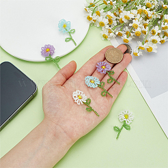 6個 3色 ハンドメイドガラス＆シードビーズペンダント  花のチャーム  ミックスカラー  45x21.5x5mm  2個/カラー&nbsp;GLAA-FG0001-18