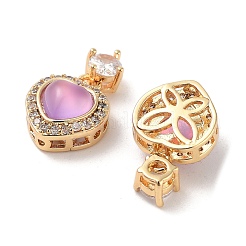 Brass Clear Cubic Zirconia Pendants&nbsp;KK-B102-05G-04