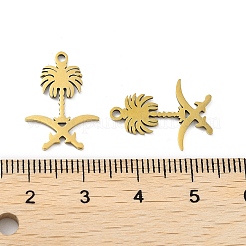 イオンプレーティング（IP）201ステンレススチールコネクタチャーム  花のリンク  ゴールドカラー  19x14x1mm  穴：1.4mm&nbsp;STAS-A090-20G
