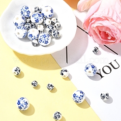 花柄プリントの磁器ビーズ 30種類 3個  花柄のセラミックビーズ  花模様の丸  ミックスカラー  6~12mm  穴：2~3mm  10個/スタイル&nbsp;PORC-FS0001-05