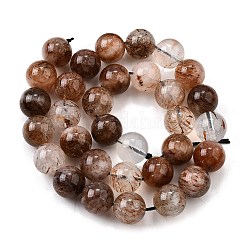 天然ブラックゴールドルチルクォーツビーズ連売り  ラウンド  12.5mm  穴：1~1.2mm  約32個/連  15~15.39インチ（38.1~39.1cm）&nbsp;G-H093-B03-12mm