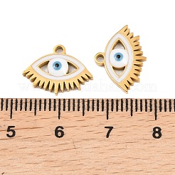304ステンレススチールエナメルペンダント  ゴールドカラー  ナザールボンジュウのチャーム  11x15x2.5mm  穴：1.4mm&nbsp;STAS-Z190-09G-03