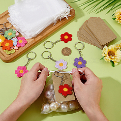 24Pcs 12 Colors Polyester Woven Flower Keychain&nbsp;KEYC-PH01613