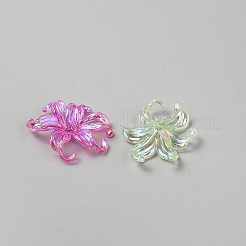 アクリルビーズキャップ  花  ABカラーメッキ  ミックスカラー  41x41x9mm  穴：3mm  約231個/500g&nbsp;OACR-TAC0013-16