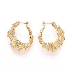 ツイスト真鍮フープピアス  ニッケルフリー  18KGP本金メッキ  33~35x28x18mm&nbsp;EJEW-T047-104G