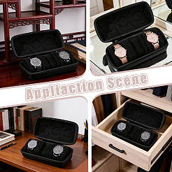 3スロットEVAウォッチ収納バッグ  ハンドル付きの柱  ブラック  9.85x21.5x8.8cm&nbsp;ABAG-WH0063-113A