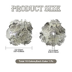 10本10色レジンビーズ  花の丸  ポリマー粘土とラインストーン  ミックスカラー  22~26mm  穴：2~2.5mm  1pc /カラー&nbsp;RESI-FS0002-24A