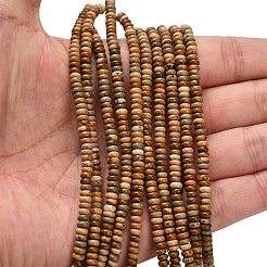 天然石ピクチャージャスパービーズ連売り  ロンデル  4x1.5mm  穴：0.7mm  約155個/連  14.96''（38センチメートル）&nbsp;G-L635-A18-4x2mm