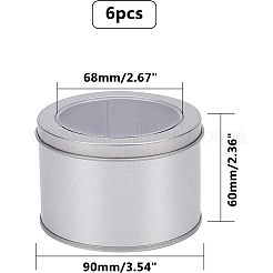 鉄のつや消し貯蔵瓶  PVCクリアウィンドウ付き  キャンドル用シリンダー密封缶  コラム  マットシルバーカラー  90x60mm  内径：82mm  クリアウィンドウ：68mm&nbsp;CON-OC0001-04MS