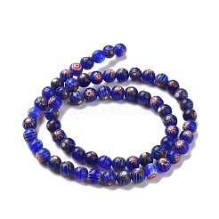 Faceted Millefiori Glass Round Beads Strands&nbsp;LK-P005-10