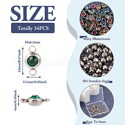 34Pcs 17 Colors 304 Stainless Steel Rhinestone Links Connectors&nbsp;STAS-TA0002-21