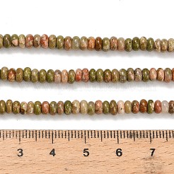 天然石ユナカイトビーズ連売り  ロンデル  4x1.5mm  穴：0.7mm  約155個/連  14.96''（38センチメートル）&nbsp;G-L635-A15-4x2mm