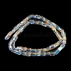 電気メッキガラスビーズセット  ABカラー  多面カット  コラム  クリアAB  7x6x5~5.5mm  穴：1.2mm  約58個/連  15.75インチ（40cm）&nbsp;EGLA-C003-01