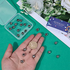 大きな穴のフットボール/サッカーボール合金エナメルヨーロピアンビーズ30個  スポーツビーズ  ブラック  9x8mm  穴：4.2mm&nbsp;MPDL-SC0001-12