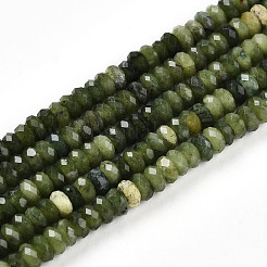 天然カナダ翡翠ビーズ連売り  多面カット  ロンデル  3.5~4x2~2.5mm  穴：0.7~1mm  約161~170個/連  14.69~15.35''（37.3~39センチメートル）&nbsp;G-T141-42
